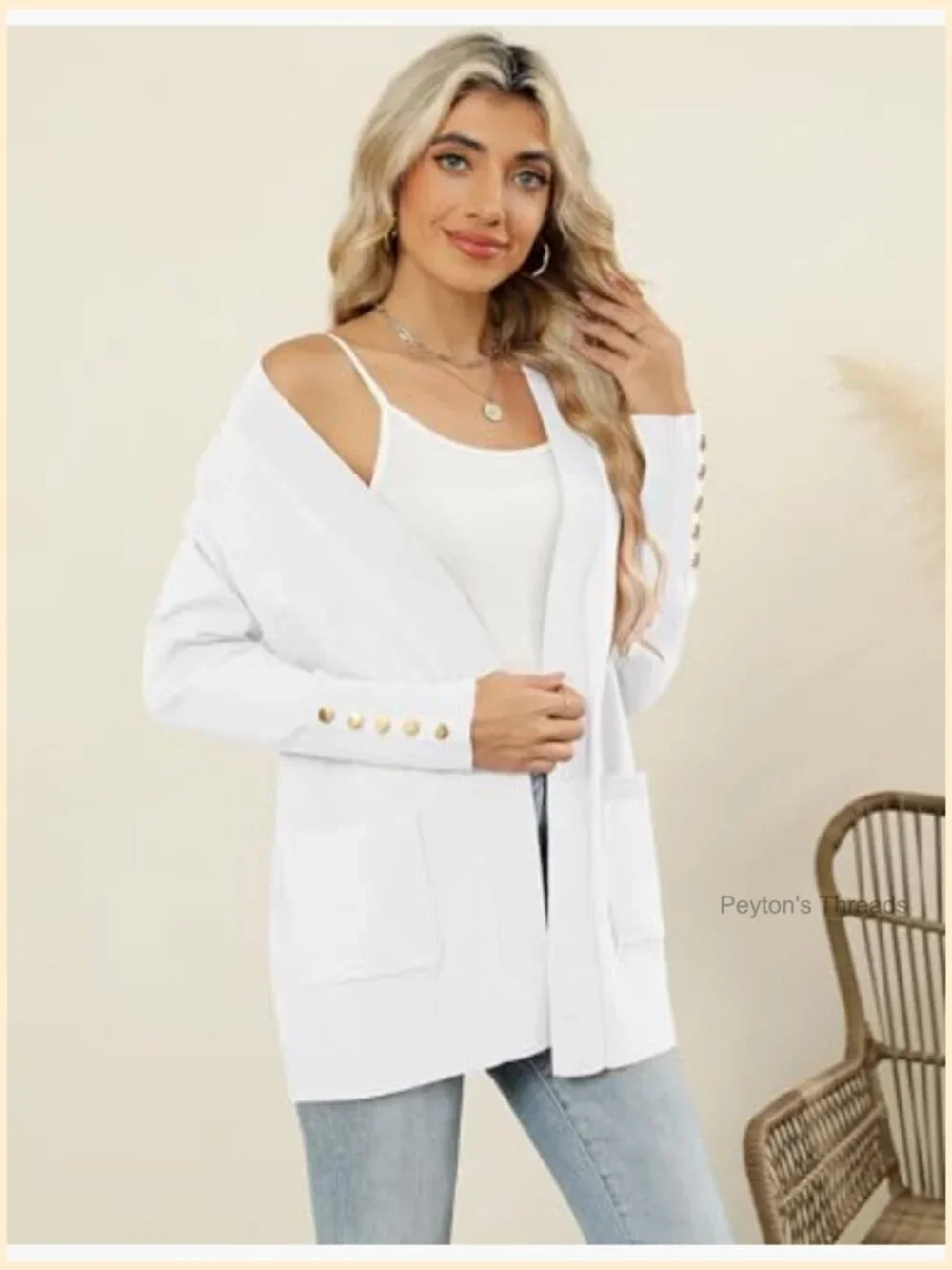 Lightweight Open Front Cardigan with Pockets, 80% Viscose 20% Nylon
